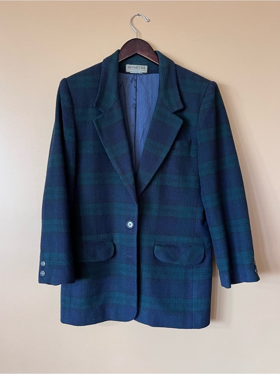 Signature Jackets & Blazers - Vintage Wool and Green Plaid Sport Coat